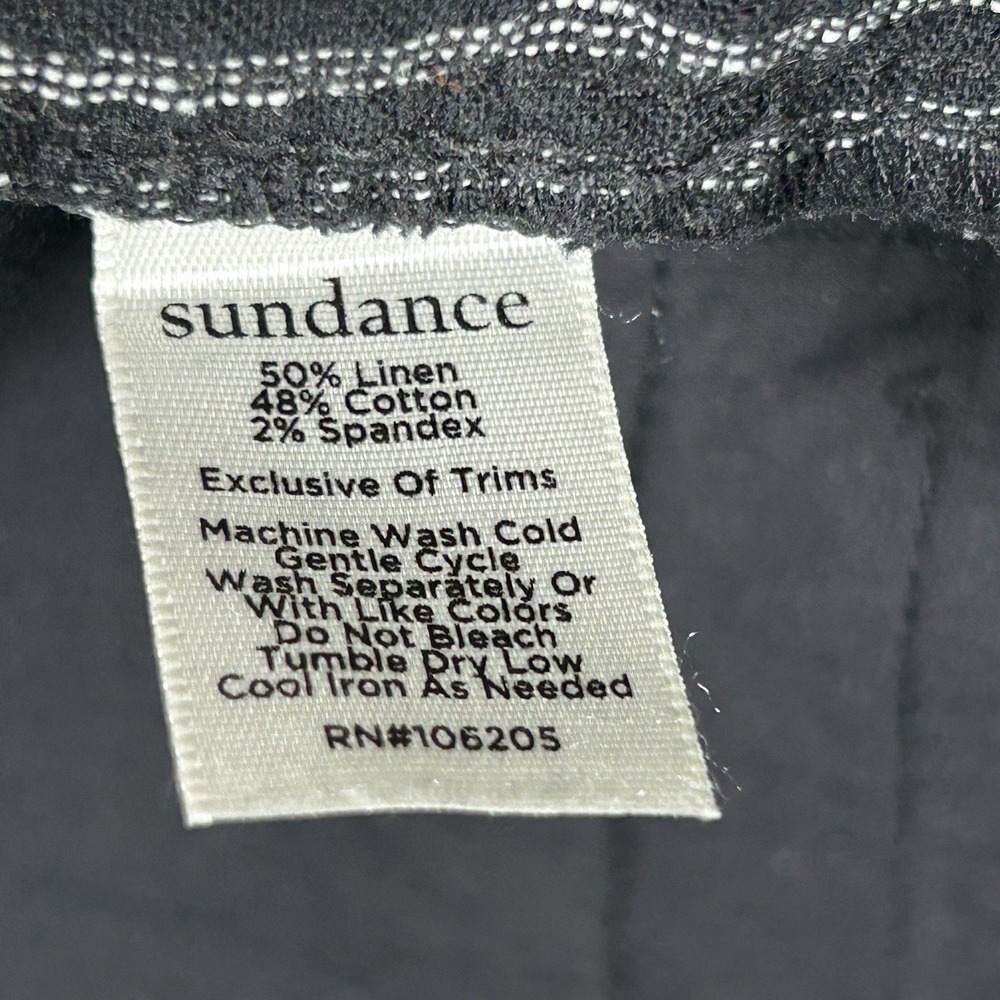 Sundance Black White Striped Linen Blend Side Button Pants Womens 8 Casual Work - Picture 6 of 11